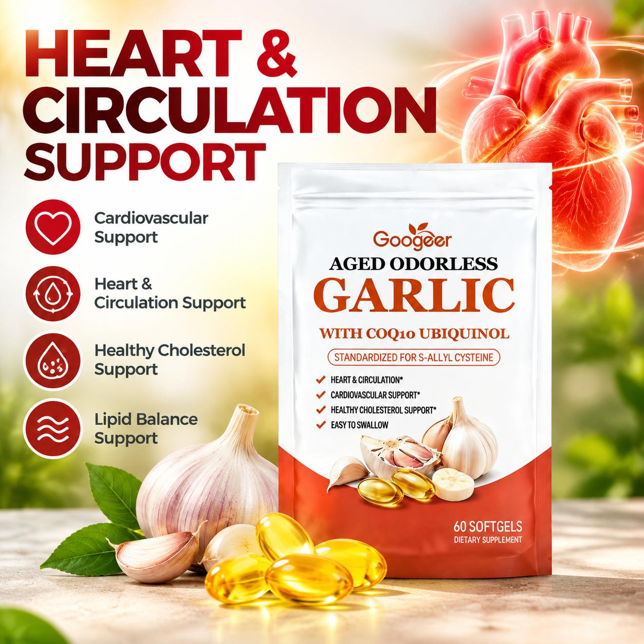 Coq10 Ubiquinol Softgel - Cápsulas moles de alho envelhecido e